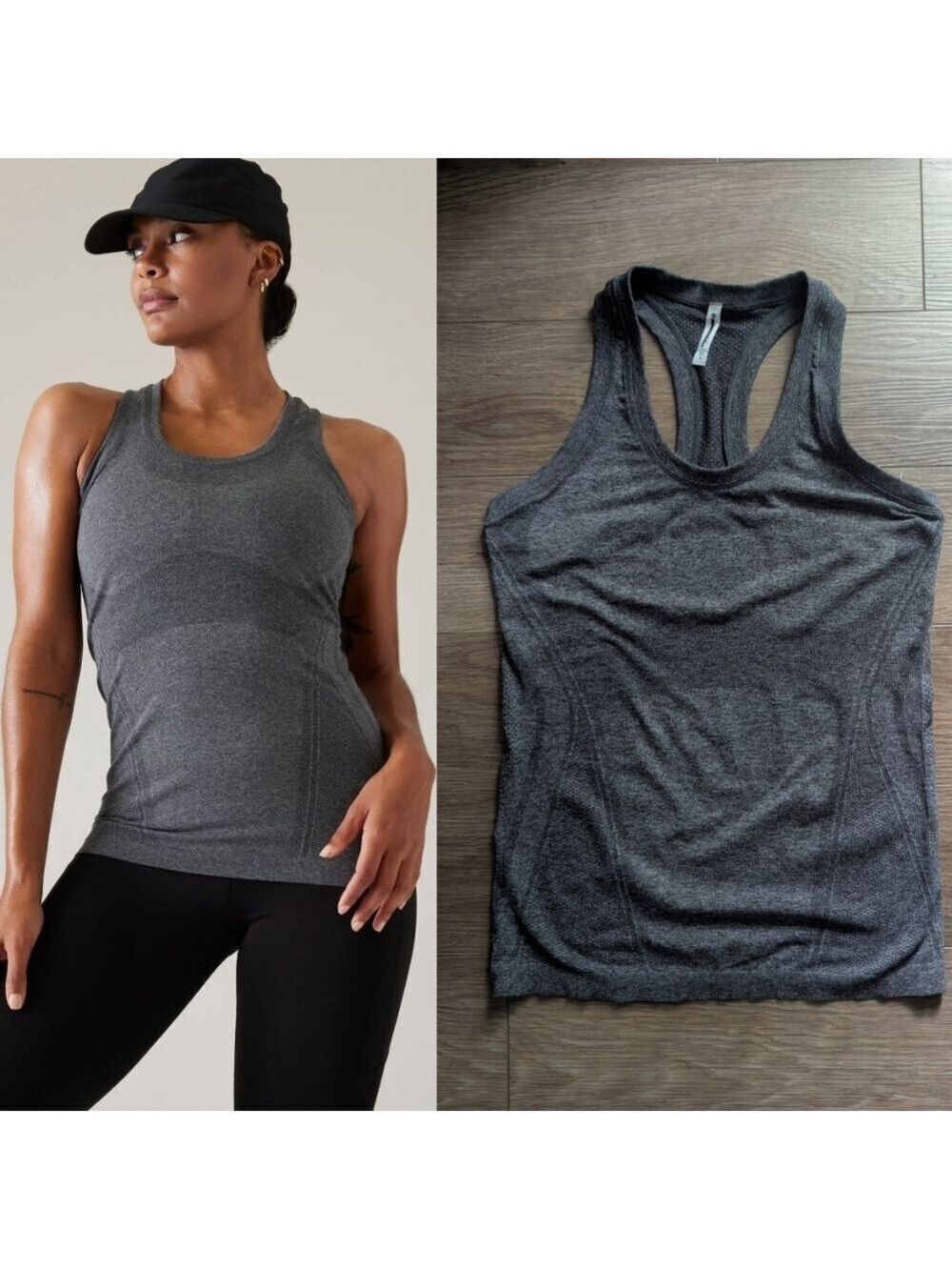NEW! Athleta | Momentum Seamless Tank In Charcoal Heather
